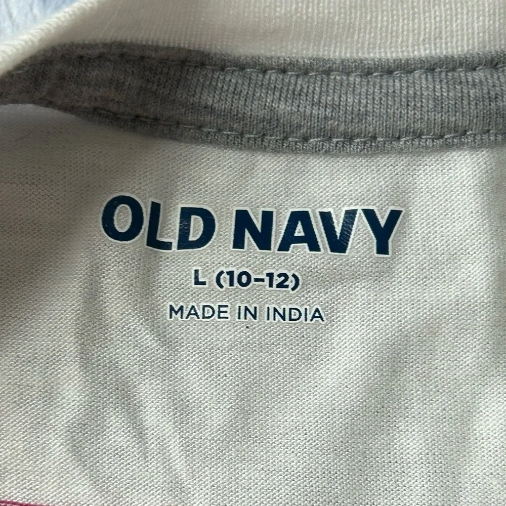 Old Navy Kids White Tee with Red and Black Stripes